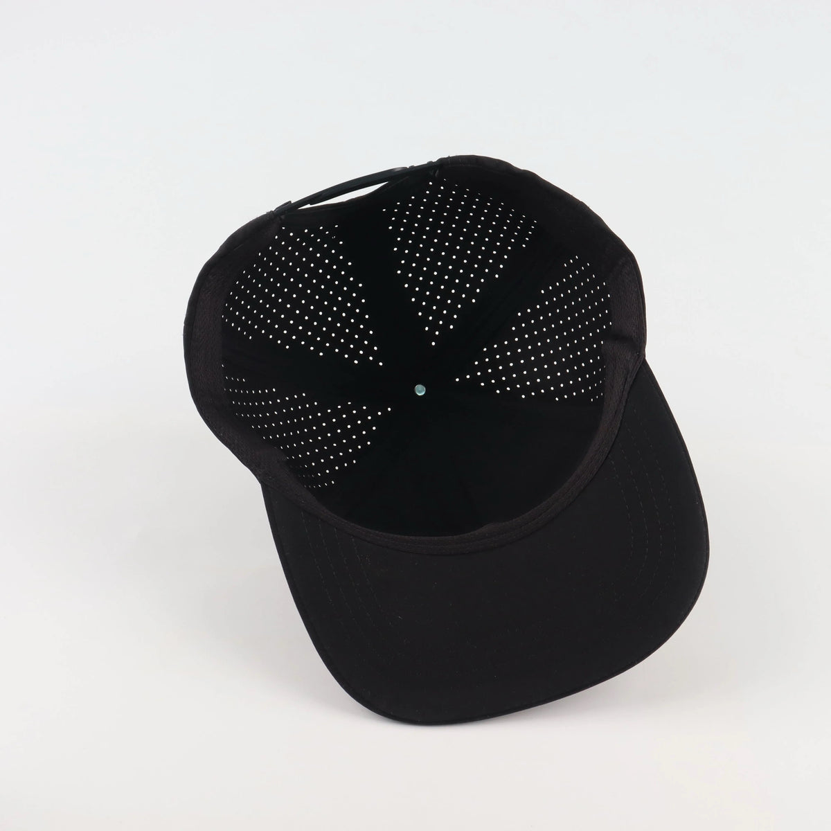 Circular Badge Perforated Snapback - Black/Black