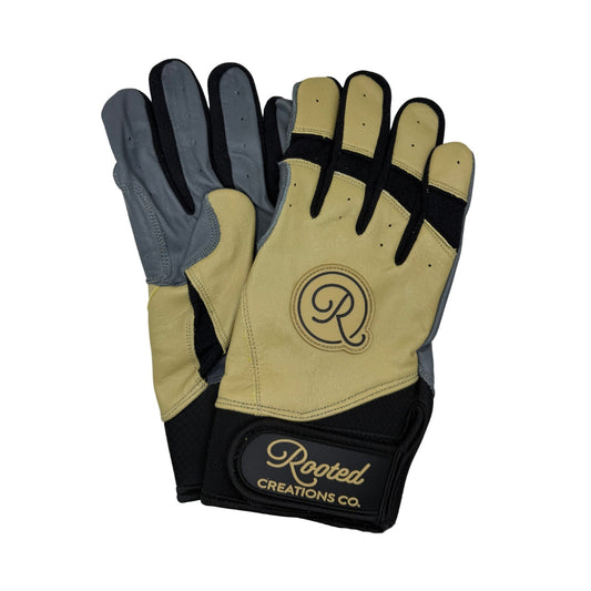 Leather Batting Glove - Tan/Black/Grey